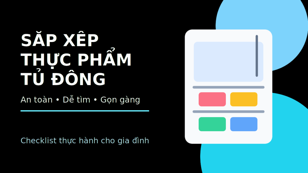 Minh họa cách sắp xếp thực phẩm trong tủ đông